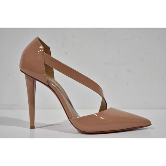 Christian Louboutin Astrid 100 Nude Patent Leather Cross Strap Heel Pump 42 - Picture 2 of 12